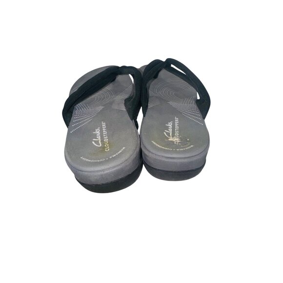 Clarks Cloudsteppers Sandals  9 Black Gray Cushioned Flip Flops Slip-On Casual - Picture 9 of 9